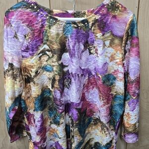 NEW ITEMS!!! Absolutely Stunning Alfred Dunner Vibrant Floral Textured Blouse